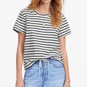NWT Madewell Black & White Striped The Perfect Crewneck Tee in Allday Jersey XS